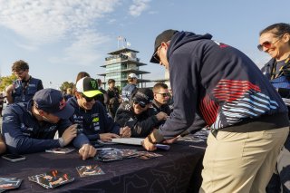 Autograph session at GT World Challenge America Powered by AWS, #46 BMW M4 GT3 EVO of Valentino Rossi / Kelvin Van Der Linde / Charles Weerts, Team WRT, Indy 8H, IGTC, Pro, SRO America, Indianapolis Motor Speedway, Indianapolis, IN, Oct 16&ndash;19, 2025
 | Fabian Lagunas | www.lagunasphotography.com | For SRO Motorsports Group 2025